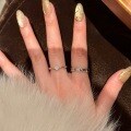 Gold-Plated Sterling Silver Moissanite Couple's Open Ring-0-0
