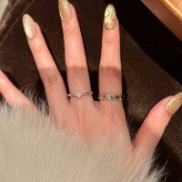 Gold-Plated Sterling Silver Moissanite Couple's Open Ring-Women's [Moissanite]  Closed-back size 16