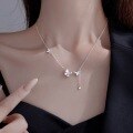 wholesale S925 Sterling Silver Four-Leaf Phantom Butterfly Tassel Full Diamond Necklace Versatile Minimalist Maya Design Collarbone Chain-0-1