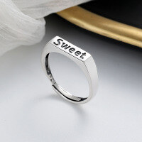 wholesale S925 Sterling Silver Korean Style English Letter Sweet Ring Ins Minimalist Style Versatile Niche Exquisite Band-336FJ/approx. 2.63g Adjustable opening