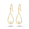 wholesale Sterling Silver Geometric Line Design Freshwater Pearl Statement Earrings for Spring New Collection-0-4