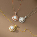 wholesale S925 Silver Nalan Fresh Sweet Ins Style Niche Design Exquisite Diamond-Inlaid Pearl Sun Necklace Y02107-0-2