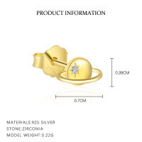 wholesale S925 Sterling Silver Cross-border Star And Moon Luxury Zircon Earrings For Women, Fashionable And Versatile French Minimalist Trendy Ear Accessories-E5168-Gold/Single 925 Silver