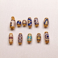 wholesale Metal: S925 silver gold-plated, enamel painted, oil-dripped, Tibetan bead barrel bead accessories bracelet DIY semi-finished spacer beads new special offer-Style 6