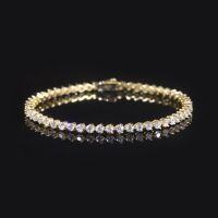 wholesale S925 Sterling Silver Gold Plated Hip Hop Tennis Chain 27mm Full Pavé Moissanite Bracelet-2.7mm Moissanite Bracelet 7 inches (approximately 17.7cm)