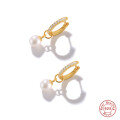 wholesale S925 Sterling Silver Rhinestone Pearl Ear Cuff Earring, Korean INS Style-0-0