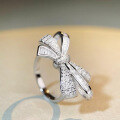 wholesale S925 Sterling Silver Bow Ring Full of High-Carbon Zirconia, Illusion Butterfly Pendant Light Luxury Ring for Women-0-1