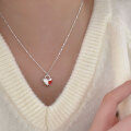 wholesale S925 Sterling Silver Korean Minimalist Red Enamel Heart Pendant Choker Necklace, Trendy and Versatile with an Elevated Sense of Style-0-0