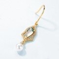 wholesale S925 Sterling Silver Korean and Japanese Fashion Versatile Long Green Moss Tassel Earrings for Women, Exquisite Light Luxury Pearl Ear Hooks Wholesale-0-2