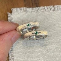 wholesale S925 Sterling Silver Sage Green Zircon Brushed Ring, Falling into the Stars Women's Small Design Sense Open Star Halo Minimalist Circle Ring-Silver 925 silver opening adjustable