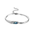 wholesale 925 Sterling Silver Artificial Blue Crystal Bracelet for Women, Small and Exquisite Couple Silver Bracelet Hand Jewelry Birthday Gift for Girlfriend-0-4