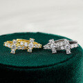 S925 Silver Moissanite Square Cross Earrings, Unisex Hip-Hop Style-0-0
