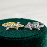 S925 Silver Moissanite Square Cross Earrings, Unisex Hip-Hop Style-Set with moissanite - white gold  925 silver
