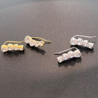 wholesale S925 Sterling Silver Light Luxury Popular Women's Earrings, Minimalist Round Zirconia Row Diamond Symmetrical Design, Versatile Stylish Earrings for Women-Platinum DY110327-SW-WH>925 Silver