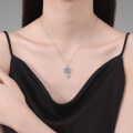 Sterling Silver Moissanite Necklace with 1ct Sunflower Pendant-0-2