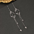 wholesale S925 Sterling Silver Tassel Earrings for Women, European and American Style Long Silver Bead Round Bead Earrings, Elegant TEMU Best-Selling Accessories-0-3