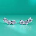 wholesale 925 Sterling Silver Moissanite Ear Studs for Women, Summer Style Small Three-Diamond Design, Symmetrical Minimalist Understated Piercing-0-0