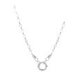 wholesale S925 Sterling Silver Retro and Unique Design Pendant Circular Collarbone Necklace, Simple and Stylish Lock Necklace Gift for Women-0-4