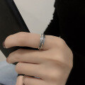 wholesale S925 Sterling Silver Retro Vintage Ins Minimalist Geometric Ring Unisex Stackable Band-0-3
