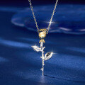 wholesale S925 Sterling Silver Two-Tone Rose Flower Necklace Bouquet Fashion Sweet Vintage Luxury Design High-End Sense Collarbone Chain-0-1