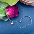 wholesale S925 Sterling Silver Fashion Crushed Silver Heart Ballpoint Plain Silver Bracelet, Niche and Sophisticated Sweet Beaded Bracelet to Gift Girls-0-3