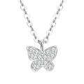 wholesale S925 Sterling Silver Fashion Minimalist Exquisite Butterfly Moissanite Necklace Fairy Pendant Collarbone Chain Wholesale-0-4