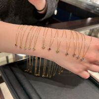 wholesale S925 Sterling Silver Japanese-style Sparkling Cross Pendant Birthstone Necklace, Unique Design Twelve Months Birthstone Collarbone Chain-February Amethyst 925 Silver