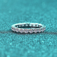 S925 Sterling Silver Full Moissanite Women's Stack Ring, Minimalist Everyday Design.-1.32 carats, all-Mozambique  No. 17