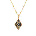 wholesale S925 gold-plated metal material, Dunli lightweight luxury retro geometric necklace, openwork window pattern enamel collarbone chain, women'spendant-0-0