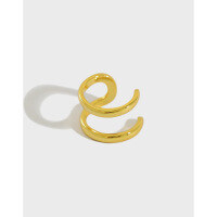 wholesale S925 Sterling Silver EA449 Korean Version INS Minimalist Double-Layer Line Ear Clips for Women, Versatile Silver Ear Accessories-Platinum [single] 925 silver