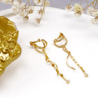 wholesale 925 Silver Gold Plated Detachable Tassel Ear Clips, Summer New Arrival, Factory Direct Wholesale-Tassel detachable screw ear clip 925 silver