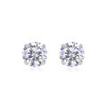 wholesale S925 Sterling Silver Minimalist and Elegant Sleep-Proof Small Stud Earrings for Women, Basic Round Cultured Piercing Moissanite Earrings-0-12