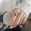 wholesale S925 Sterling Silver Vintage Antique Red Agate Ruyi Pattern Open Ring with Classic Elegance-0-2