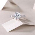 wholesale S925 Sterling Silver 3ct Moissanite Ring with Explosive Sparkle, High-End Texture, and Millennium Cut for Cross-Border Wholesale to European and American Factories-0-3
