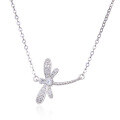 wholesale S925 sterling silver and zirconia elegant and fresh Korean-style cute little dragonfly pendant necklace for women-0-4