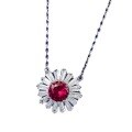 wholesale S925 Metal New Stylish Socialite-style One-carat Pigeon Blood Red Necklace Pendant for Women, Versatile for Daily Wear-0-4