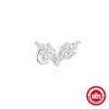 wholesale S925 Sterling Silver with white gold plating, daily wear flat back threaded ear bone stud featuring diamond accents-0-14