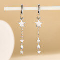 wholesale Sterling Silver S925 Star Tassel Drop Earrings with Star-shaped Hoops, Fashionable, Elegant, and Sophisticated Ear Accessories-0-1
