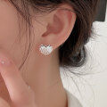 wholesale S925 Sterling Silver Minimalist Heart Stud Earrings for Women, Light Luxury Advanced Sense, Ear Piercing Care, Small Niche Elegant French Style Ear Accessories-0-2