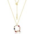 wholesale S925 Sterling Silver European and American Style Rainbow 26 Alphabet Letter Necklace with Colorful Zirconia and Diamond Pendant Women's Cross-border Best Seller-0-21