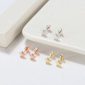 wholesale S925 Sterling Silver Earrings, 14K Gold Plain Earrings, Polished Star Studs, Cross-Border Fashion Jewelry-0-3