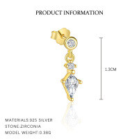 wholesale S925 Sterling Silver Four-Leaf Clover Earrings, Dainty and Versatile Zircon Earring Set for Women-E4870-Gold/Single 925 Silver
