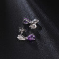 wholesale S925 Silver New Light Luxury Natural Amethyst Gemstone Earrings French Romantic Style Inlaid with Natural Colored Gemstones-0-3