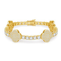 wholesale S925 Silver Moissanite 4mm Four-Leaf Clover Cross-Border Hip Hop Tennis Bracelet Premium Wholesale-Silver with zircon and gold>6.5 inches