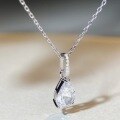 wholesale S925 Sterling Silver Waterdrop Necklace for Women, Minimalist Zircon Chain, Versatile Pear-Shaped High-Carbon Diamond, Luxury Style for Cross-Border Wholesale-0-2