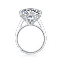 925 Silver Moissanite Ring 10 Carat Super Sparkling Luxurious Statement Jewelry-0-3