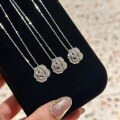 wholesale S925 sterling silver white rose necklace with romantic camellia and chic style pendant, exuding a sense of luxury and uniqueness as a stylish chain for sweaters-0-0