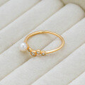 wholesale S925 silver plated with 14K gold, Dunli Jewelry French vintage gentle style irregular pearl white zircon ring-0-2