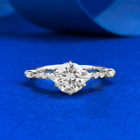 wholesale S925 silver jewelry, 70mm round diamond pigeon egg, daily fashion elegant style,-R1353 White Diamond Ring>Size 6