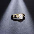 wholesale S925 silver plated with 18k gold new Egyptian style oval 6*8mm moissanite black epoxy ring for women-0-2